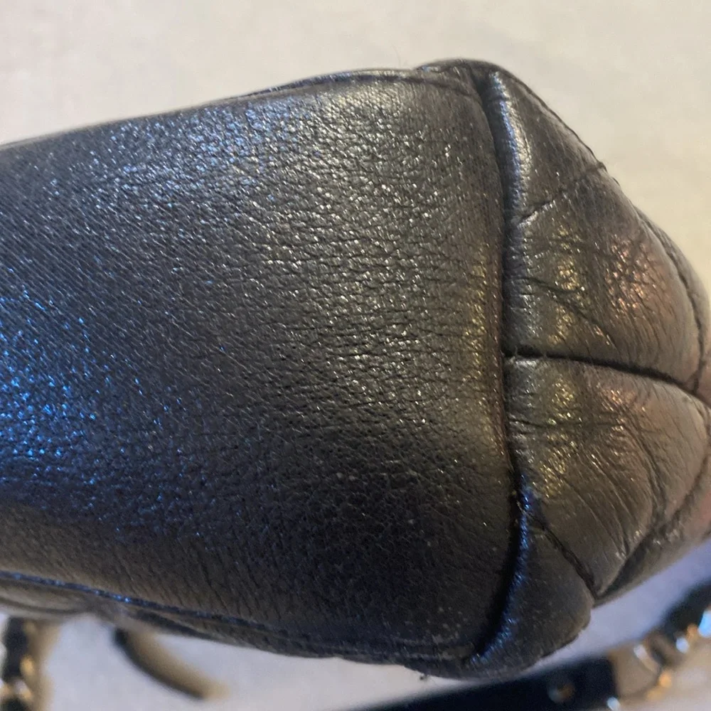 Kate Spade Gold Coast Serena black sparkly patent leather quilted hobo bag